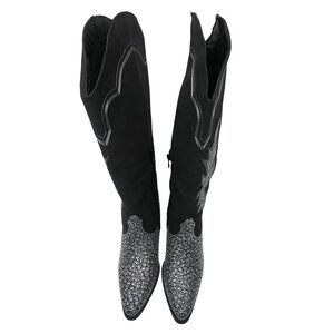 Cowboy Forever Suede Diamond Studded Stylish‎ Boot Black